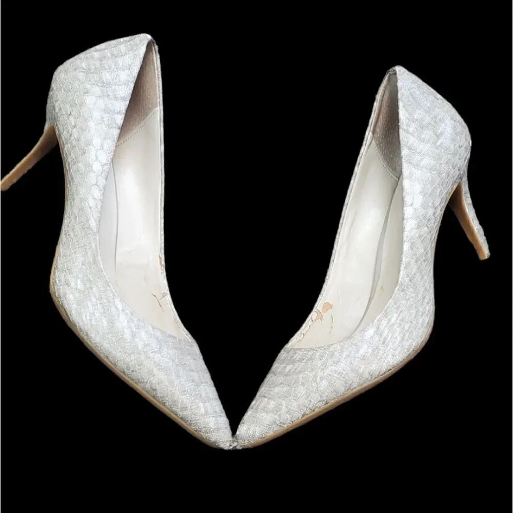Calvin Klein Gayle Grayish Taupe Snakeskin Pattern Heels